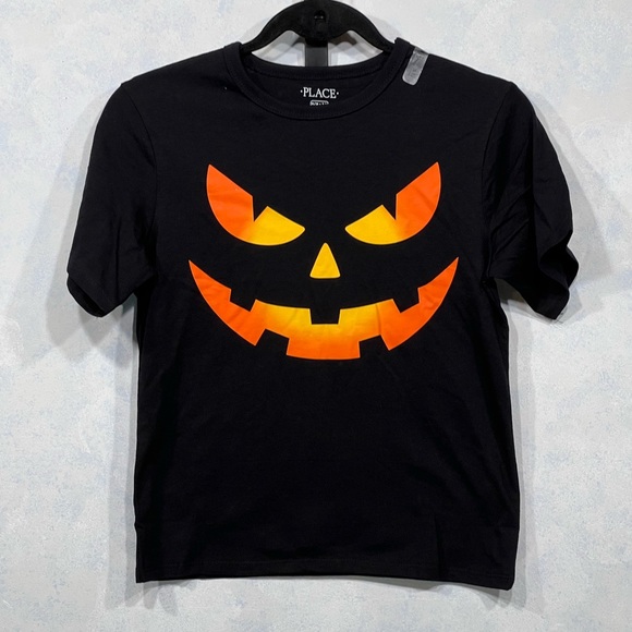 PRICE DROP NWT The Children’s Place Brand Tee, Black Halloween Pumpkin, Size-M - Picture 1 of 4